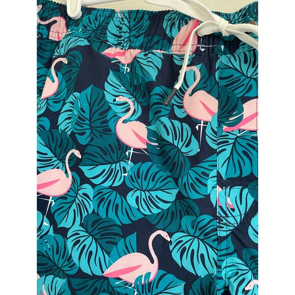 Members Mark Men's Resort Swim Trunks zip pocket UPF50 flamingo aqua lined XXL - Picture 4 of 10